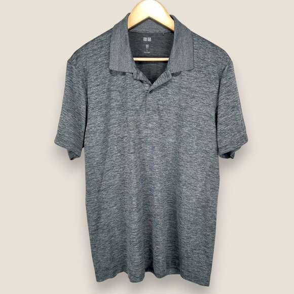 Uniqlo Dry-Ex Performance Polo Shirt Men Large Gray Wicking Stretch Golf - Picture 1 of 10